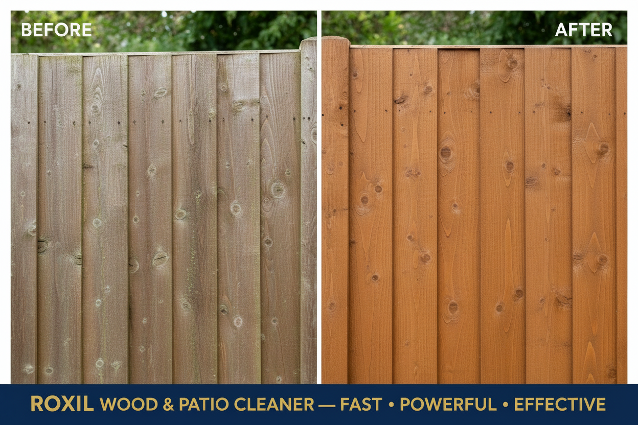 Roxil Brown Wooden Fence Before & After